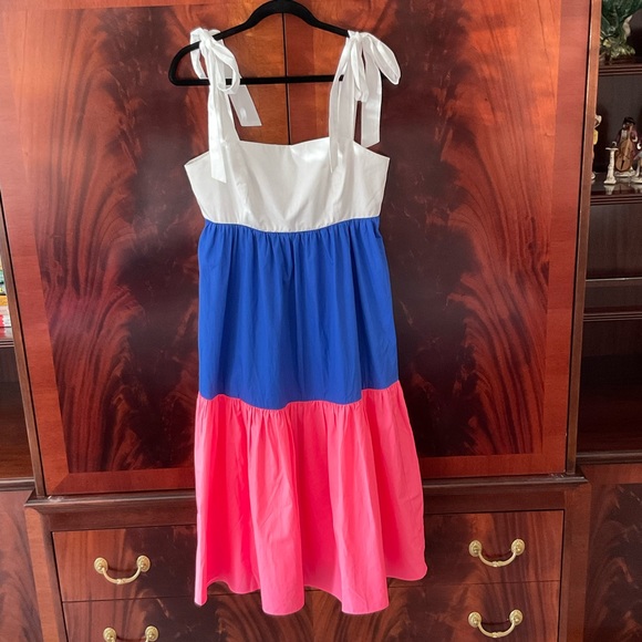 Lilly Pulitzer Anlee Midi Dress Blue Lillys Coral Colorblock - Picture 3 of 13